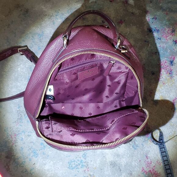 Kate Spade Burgundy Backpack Textured Leather Adjustable Straps main image 16